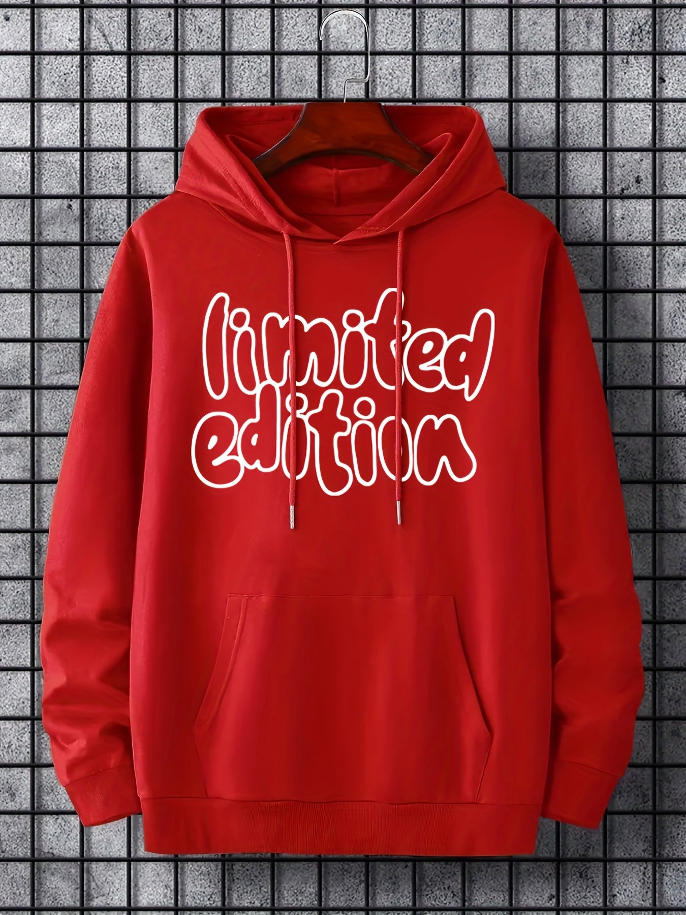 ''Limited Edition'' Graphic Men's Fleece Casual Drawstring Hoodie Sweatshirt Long Sleeve Fashion Hooded Pullover Hoodies With Pocket